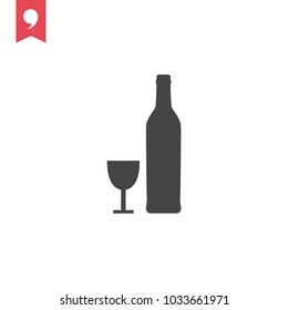 Bottle and glass vector icon
