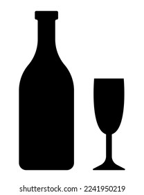 Bottle and glass. Vector icon isolated on white background