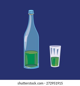 Bottle and glass vector illustration