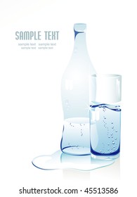 Botella y vidrio con agua