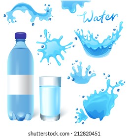 juego de botellas, botellas de vidrio y salpicaduras de agua