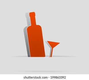 botella y vino de vidrio - fondo