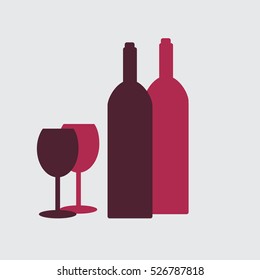 Bottle and glass wine icon