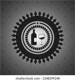 bottle and glass of wine icon inside retro style black emblem