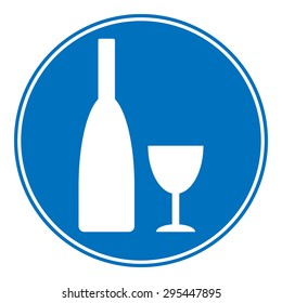 Bottle and glasse icon on white background.