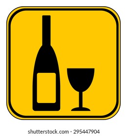 Bottle and glasse icon on white background.