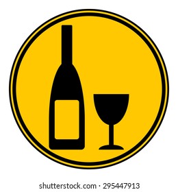 Bottle and glasse icon on white background.