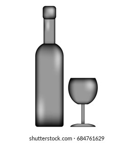 Bottle and glasse icon sign on white background. Vector illustration.
