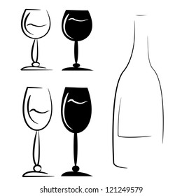 bottle and glasses