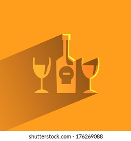 Bottle and glasses of alcohol.Vector format