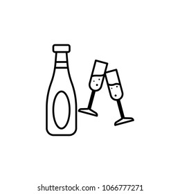 a bottle and glasses of champagne icon. Element of casino for mobile concept and web apps. Thin line  icon for website design and development, app development. Premium icon