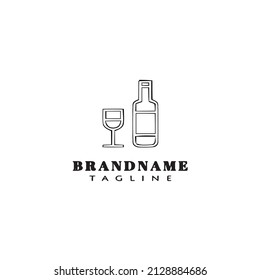 bottle and glasses logo design template icon modern vector illustration