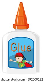 Bottle of glue with orange cap illustration