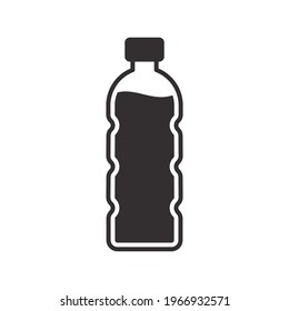 Bottle glyph icon. Simple solid style. Water, container, plastic, drink, cola, cold, beverage, concept, design element. Vector illustration isolated on white background. EPS 10.