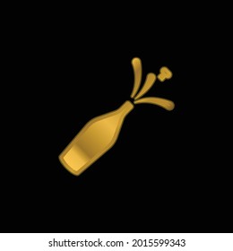 Bottle gold plated metalic icon or logo vector