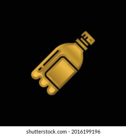 Bottle gold plated metalic icon or logo vector