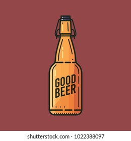 Bottle of good beer with traffic jam on isolated background. Vector Illustration.