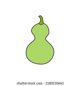 Bottle Gourd Icon In Color, Isolated On White Background 