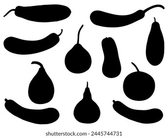 Bottle gourd silhouette vector art white background