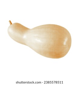 Bottle gourd, whole, one, isolated, from circle dot of different sizes on white background