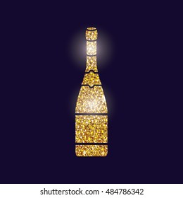 Bottle of graduation calebration. University school and education theme. Gold design. Vector illustration