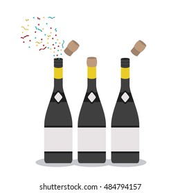 Bottle of graduation calebration. University school and education theme. Isolated design. Vector illustration