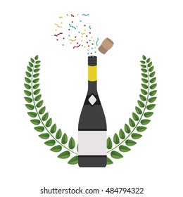 Bottle of graduation calebration. University school and education theme. Isolated design. Vector illustration