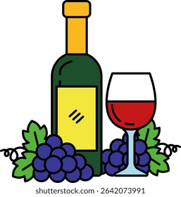 A bottle of grapes wine 