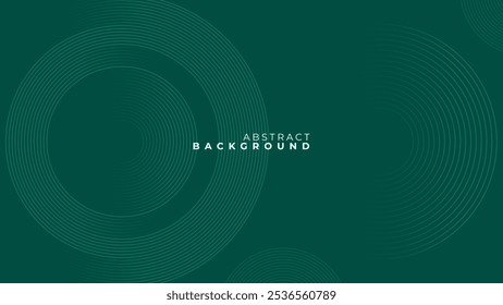 Fondo abstracto verde botella con patrones circulares y lineales.