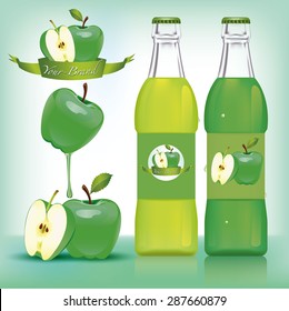 bottle green apple. vector illustration