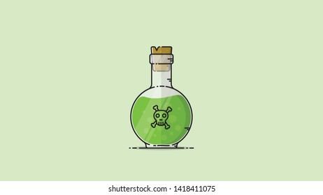 a bottle green poison flat design vector illustration