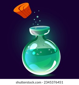 Bottle of green poison.Emoji, icon. Vector illustration EPS10.