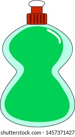 Bottle with green soap, illustration, vector on white background.