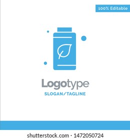 Bottle, Green, Tree, Green Blue Solid Logo Template. Place for Tagline