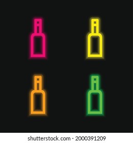 Símbolo borroso de botella símbolo de cuatro colores brillante de neón icono vectorial