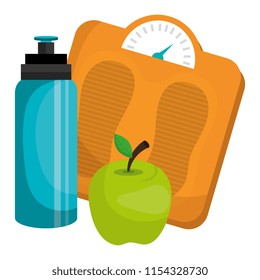 bottle gym with balance and apple