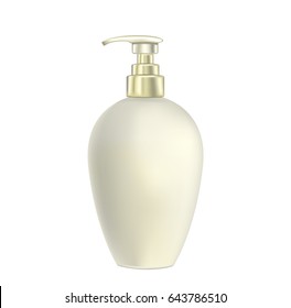 Bottle of hand cream, shower gel or body lotion. Vector illustration. Ready-made concept of corporate identity or advertising banner. Body care.