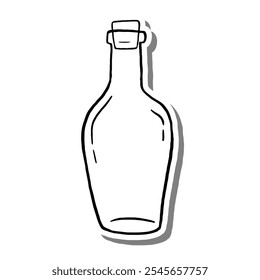 Bottle Hand Drawn Doodle Outline. Vector illustration for decorate, coloring and any design.