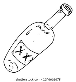 Bottle hand drawn. Vector illustration of a bottle of alcohol. Icon glass bottle for alcohol.