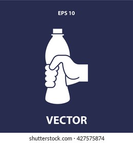 bottle in hand icon. bottle in hand vector illustration

