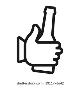 bottle in hand. minimal thin line web icon. simple vector illustration outline. concept for website or app.