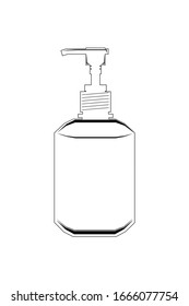 Bottle of hand sanitizer alcohol gel lined pattern. Black and white design. Bottle vector icon.