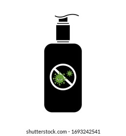 Bottle hand sanitizer pump, cleaning gel, alcohol gel. Vector illustration