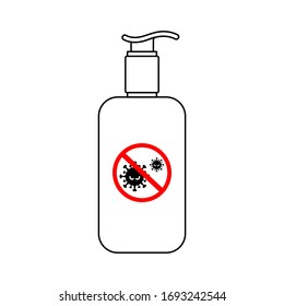 Bottle hand sanitizer pump, cleaning gel, alcohol gel. Vector illustration