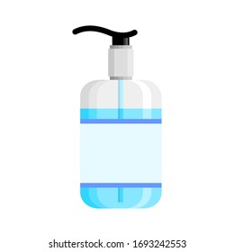 Bomba de desinfectante para la mano del frasco, gel de limpieza, gel de alcohol. Ilustración del vector