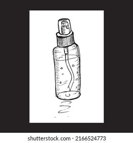 bottle of hand sanitizer spray, sketch and illustration