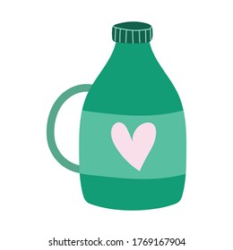bottle with heart and cap isolated icon design white background vector illustration