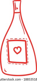 Una botella con corazón. Elemento romántico Doodle. Diseño para el Día de San Valentín, 8 de marzo, boda