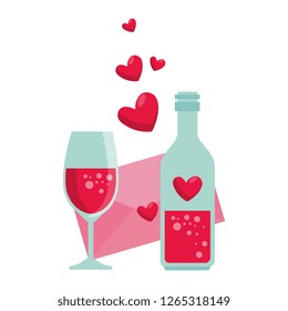 bottle with heart and envelope