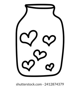 bottle heart lamp love valentines day icon element vector illustration line